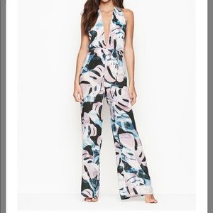 BCBGMaxazria V Neck Plunge Jumpsuit